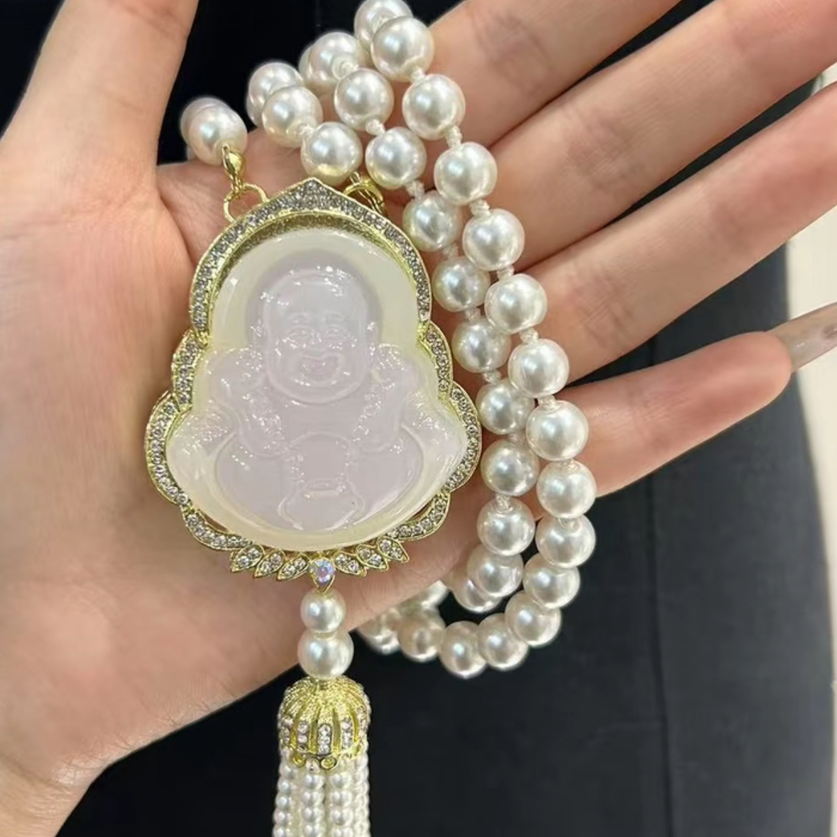 非金属仿珍珠吊坠 非金属亚克力项链仿珍珠吊坠 《笑口常开》毛衣链