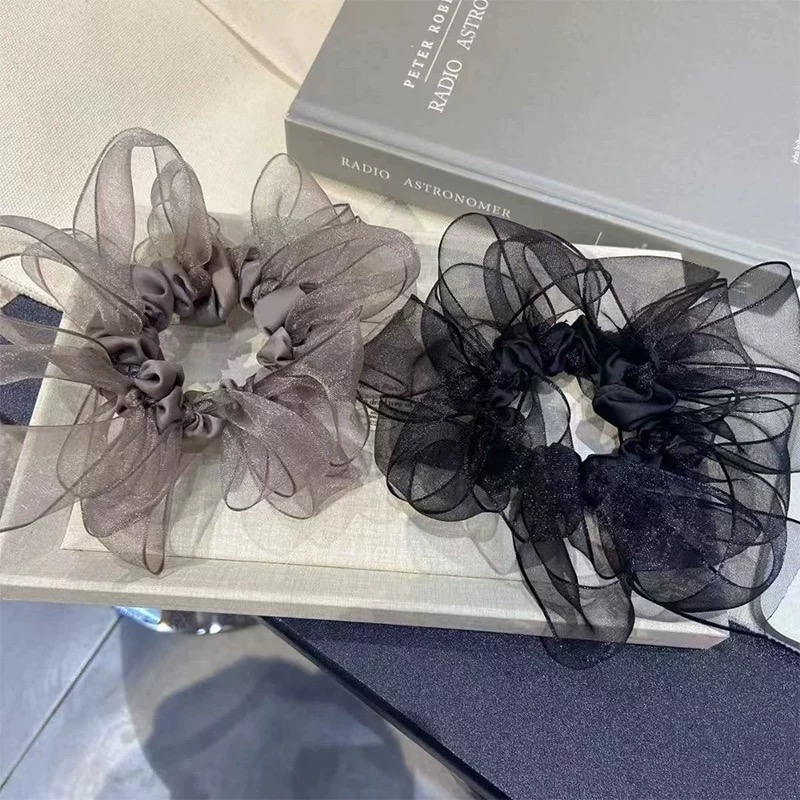 【阿敲】A1604~太阳花韩系网纱蝴蝶结小肠发圈女手工发绳-麦穗头饰