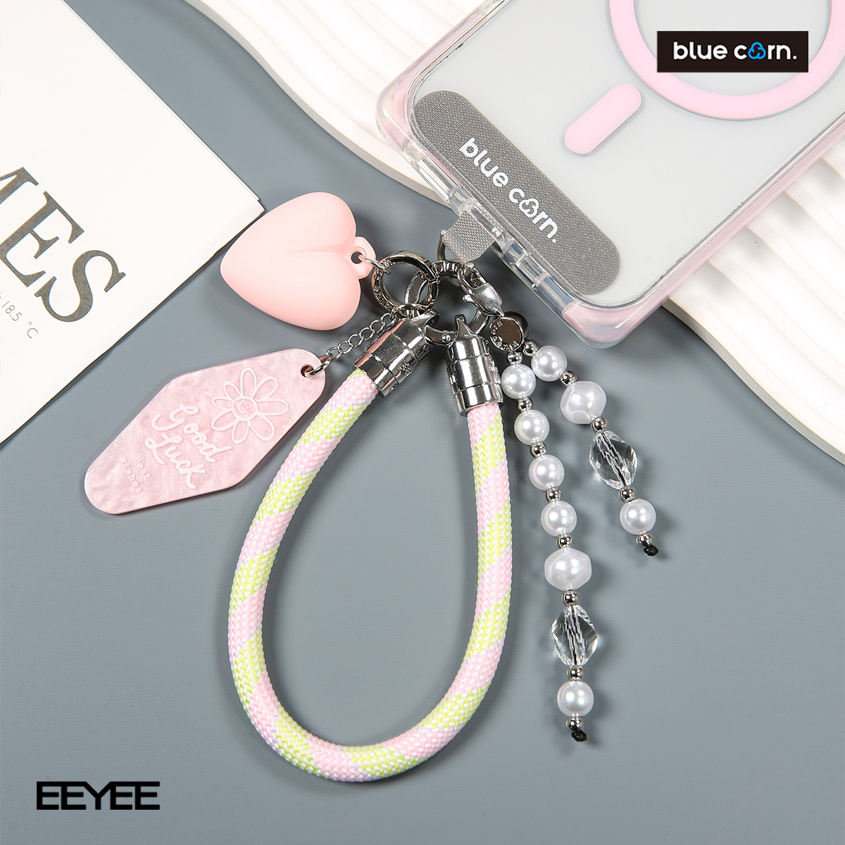 Bluecorn原创梅子青 风信紫带吊牌7mm百搭防丢通用腕带手机挂绳