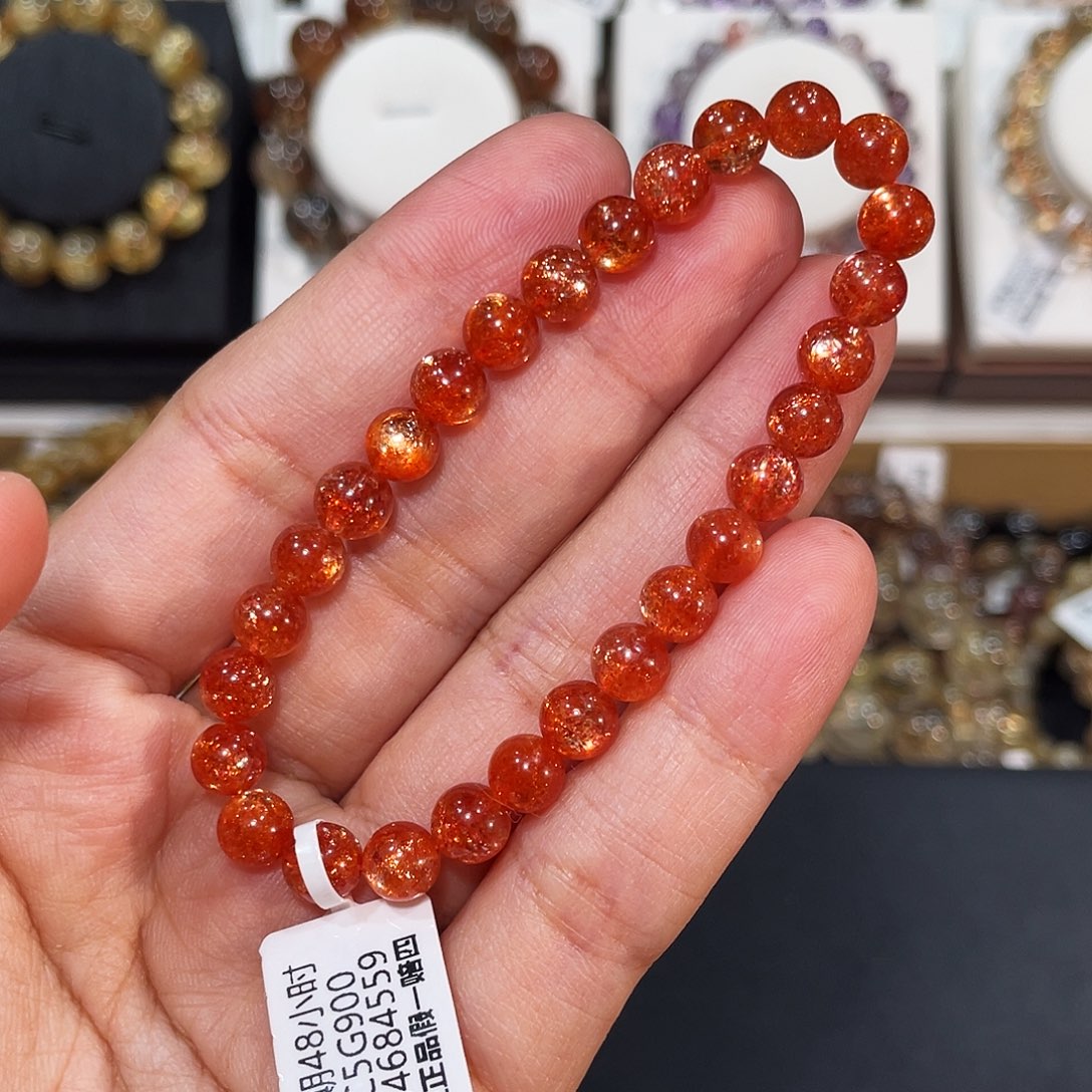 未镶嵌长石手链毕业小辣椒金太阳7mm