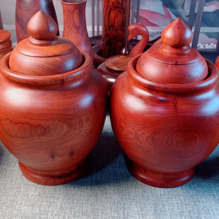 缅甸花梨木茶叶罐摆罐两个