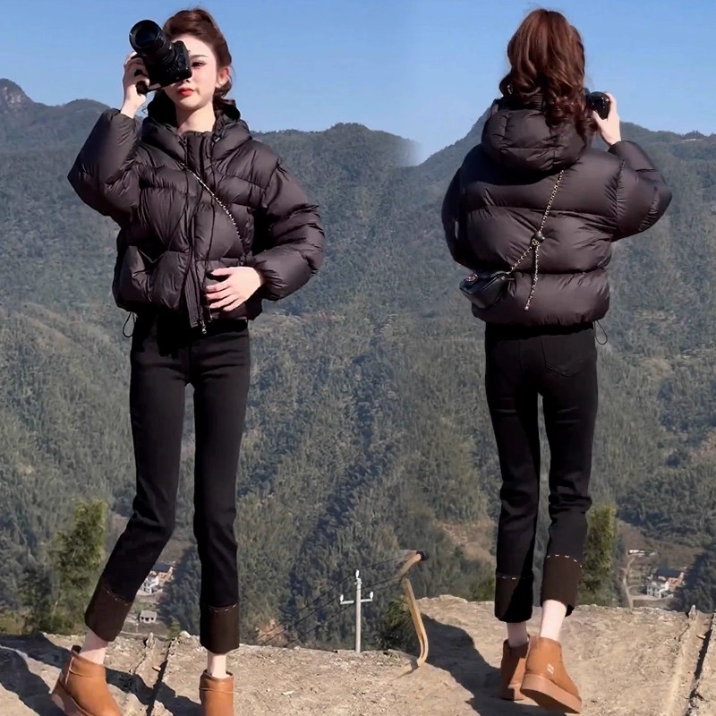 加厚羽绒棉服女士冬季新款洋气连帽短款面包服小个子保暖棉衣外套