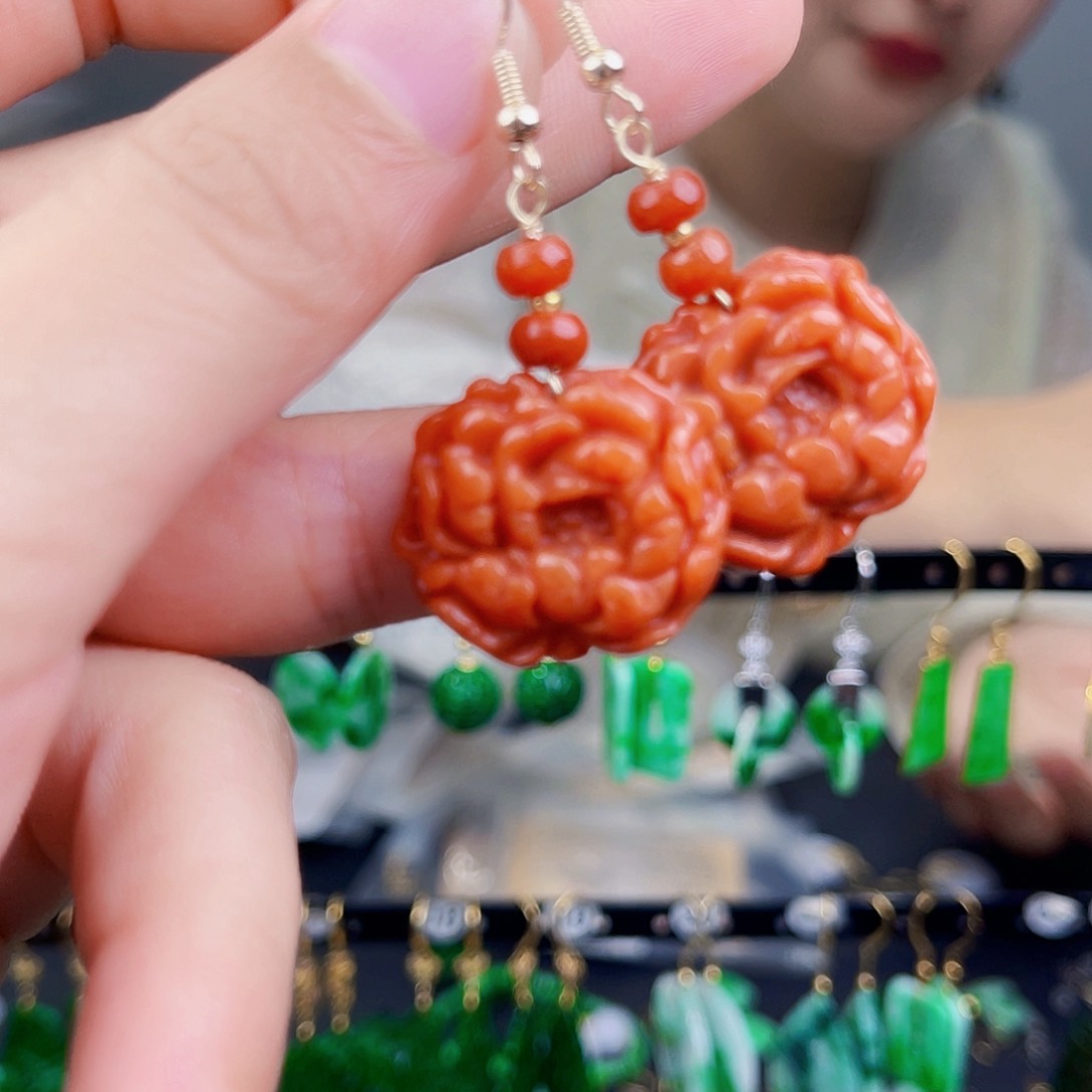 翡翠未镶嵌耳饰饰品