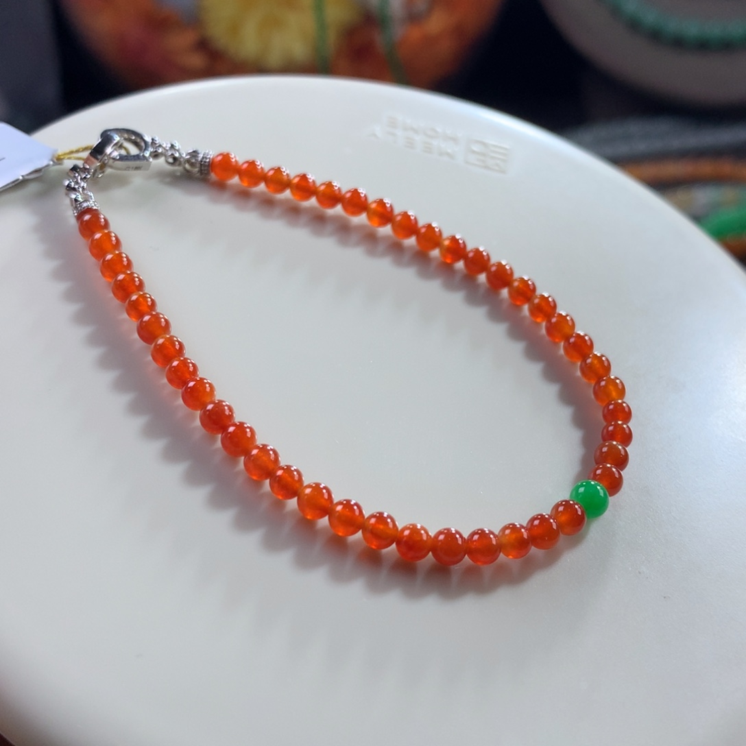 翡翠未镶嵌手链高品质满色天然冰红翡小米单圈 卡3.5