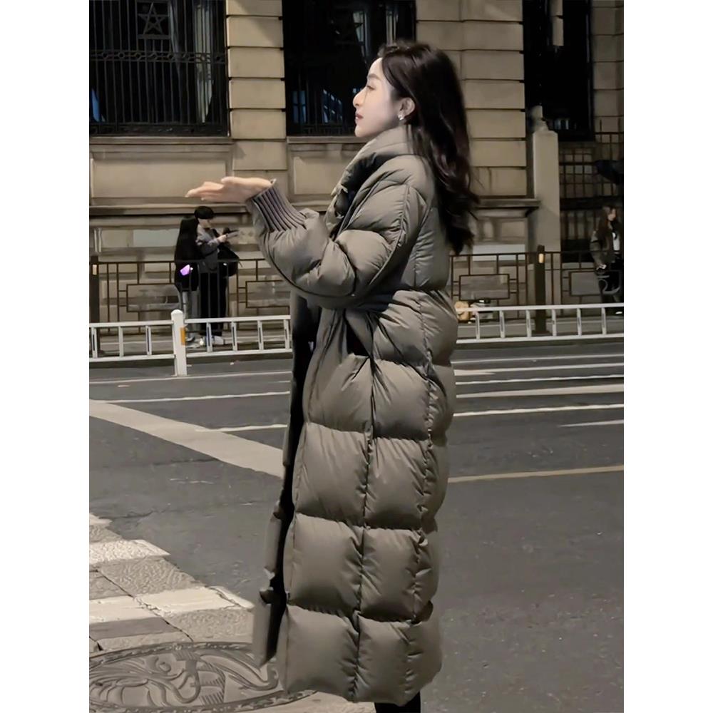 RIXO STREET年冬装新品韩版宽松加厚保暖立领磁扣直筒长款白鸭绒