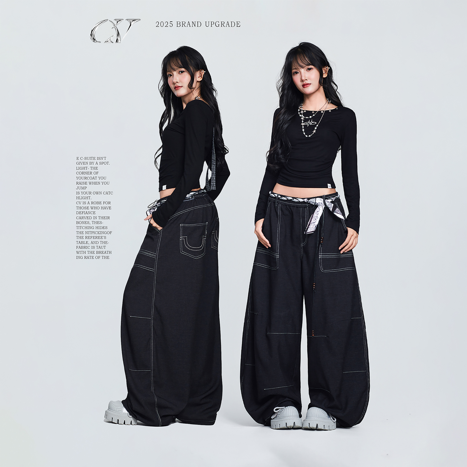 【达人专属】CV新广场舞潮牌 明线尖尖袋盖长裤宽松设计感裤子