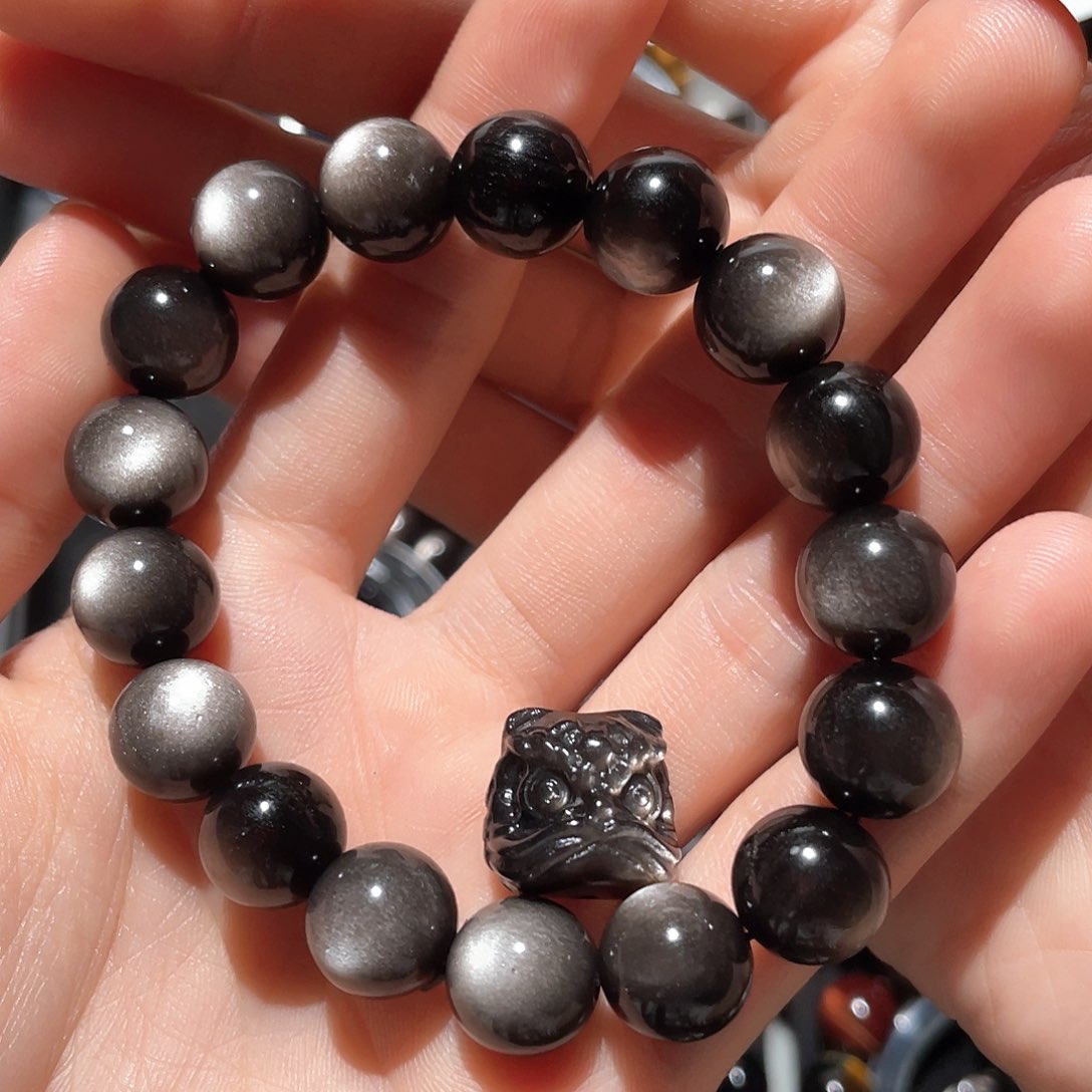 黑曜岩手链未镶嵌晚*