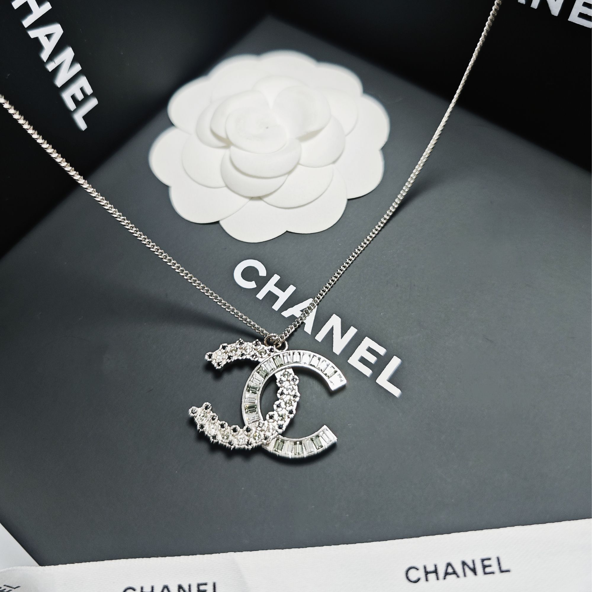 未使用 Chanel/香奈儿 项链银色黑白时尚百搭气质经典