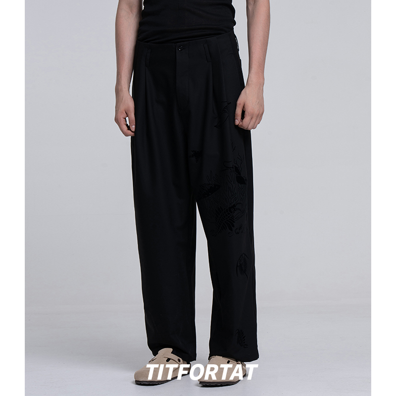 TITFORTAT「寒武纪」限定25春夏植绒烧花男士西装长裤宽松休闲裤夏