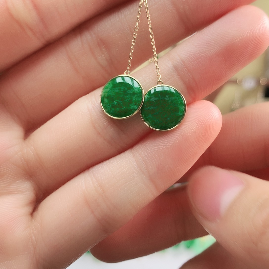 翡翠耳饰18K金镶嵌耳饰