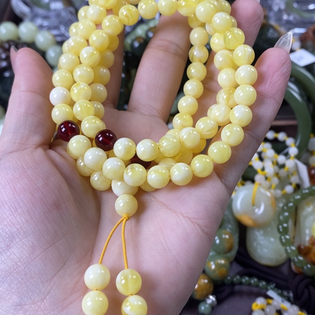 未镶嵌蜜蜡裸石108粒卡8