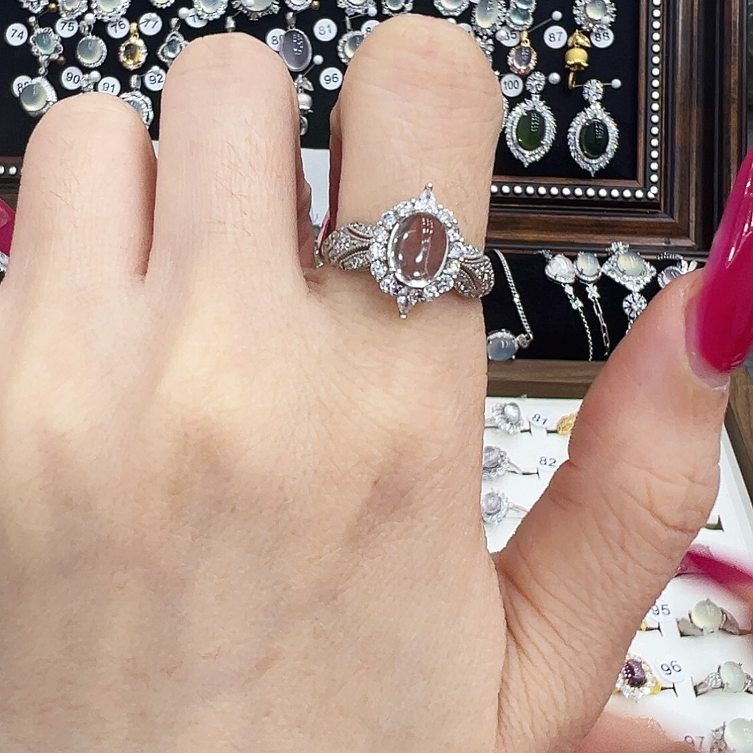 戒指烟晶银S925镶嵌