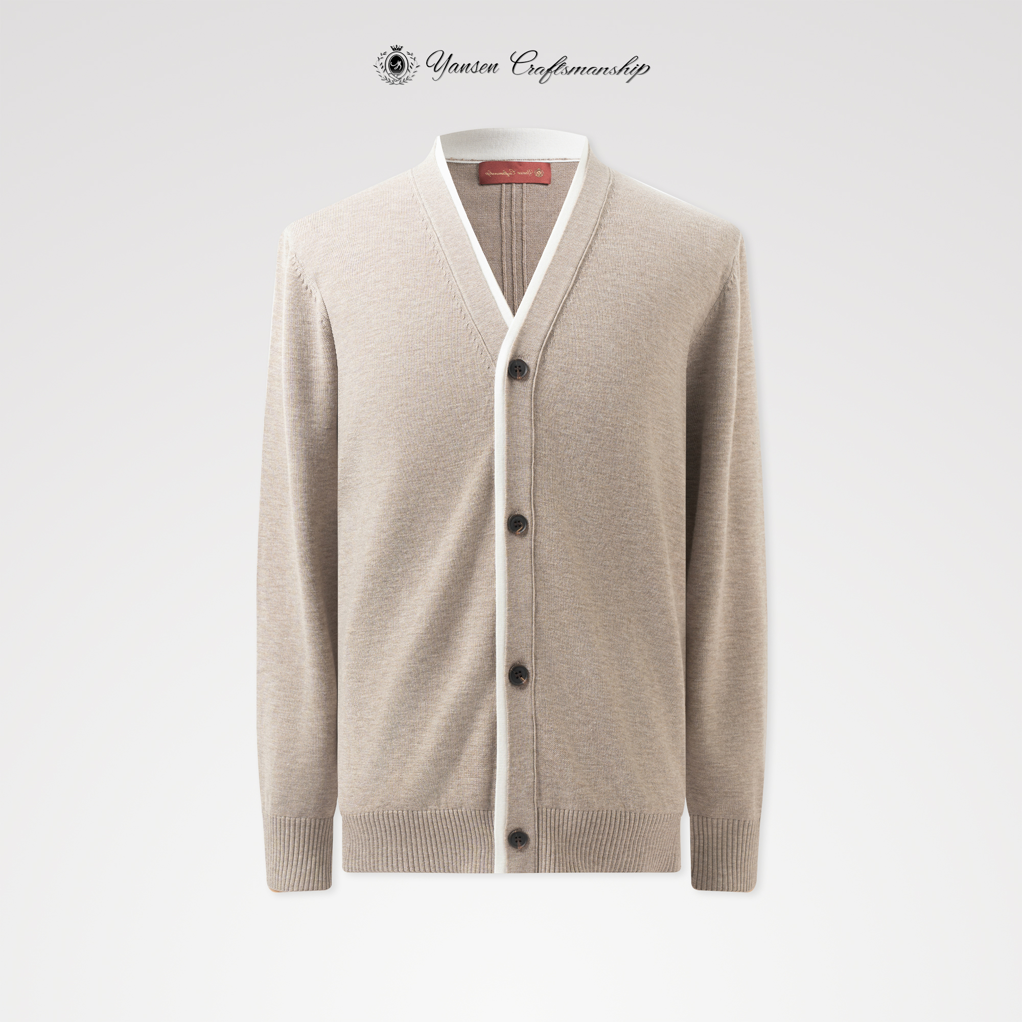 假两件 丝光羊毛混纺 长袖针织开衫外套 KS7024