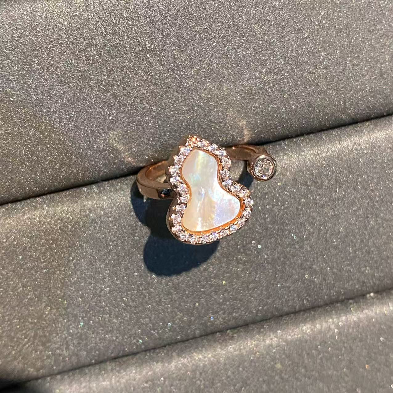 钛钢戒指 开口白葫芦戒指428