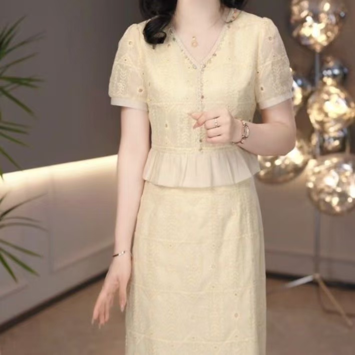 1447#洋气假两件连衣裙2025夏季时尚气质显瘦清新简约连衣裙