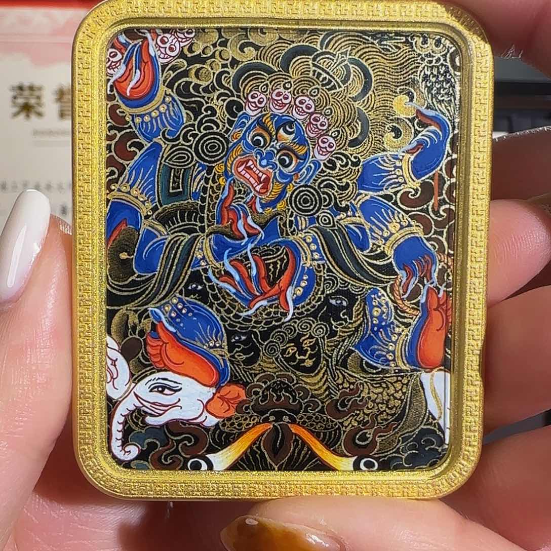 装裱画纯手绘天然矿料 大黑天 普华东智绘