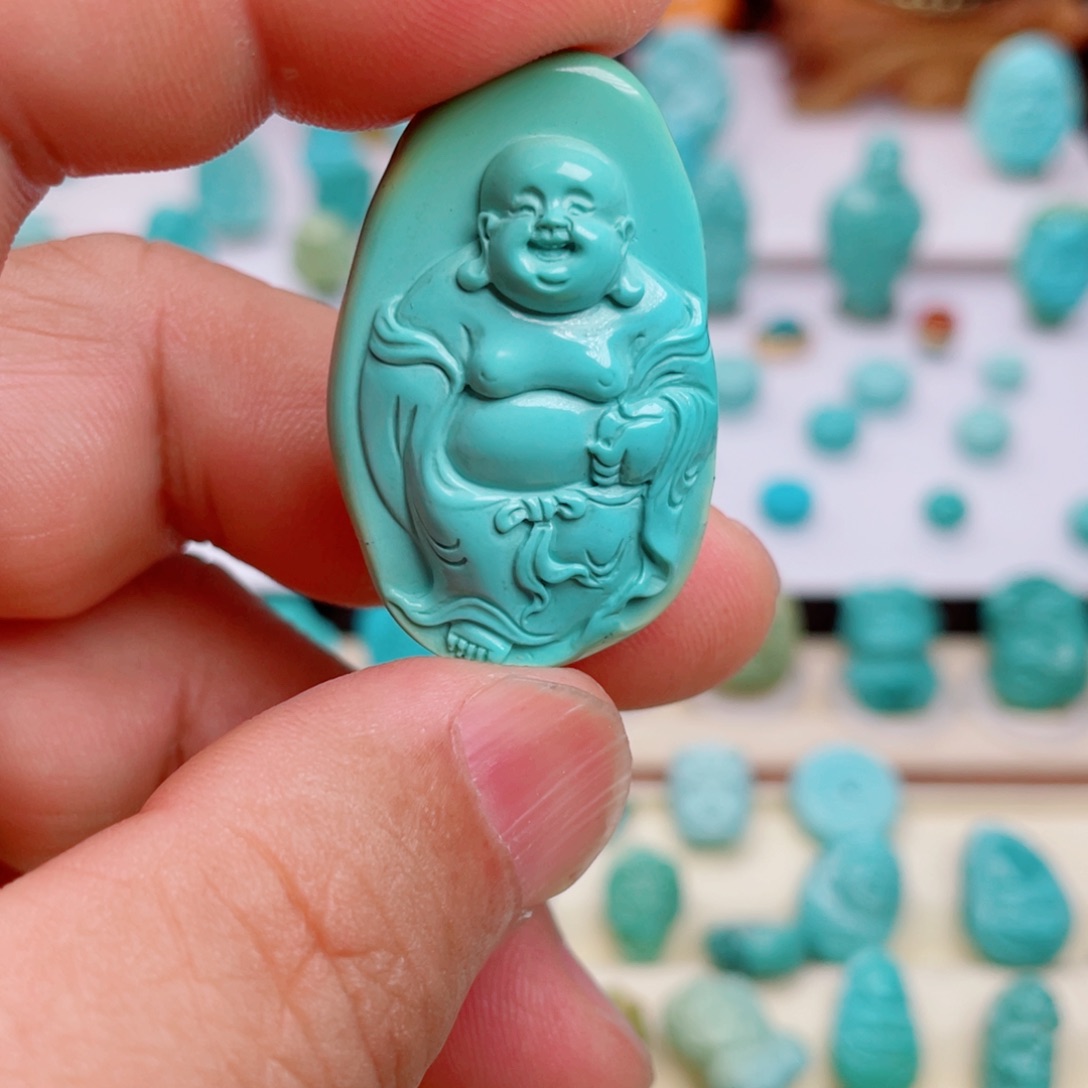 绿松石未镶嵌吊坠(不含链)洒金皮弥勒佛