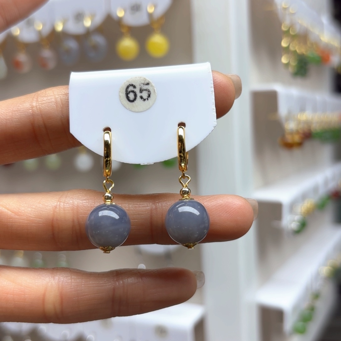 和田玉耳饰银S925镶嵌2