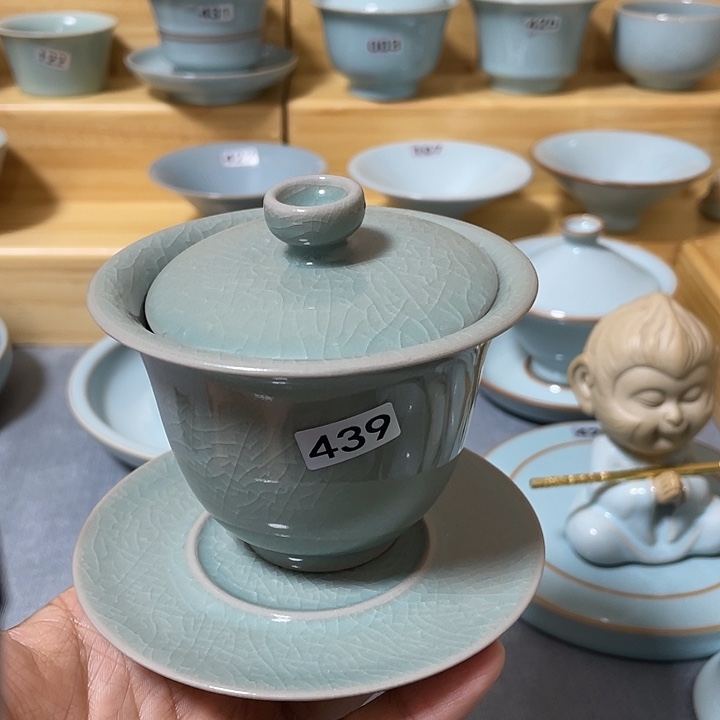 杯子陶瓷微瑕仿古盖碗