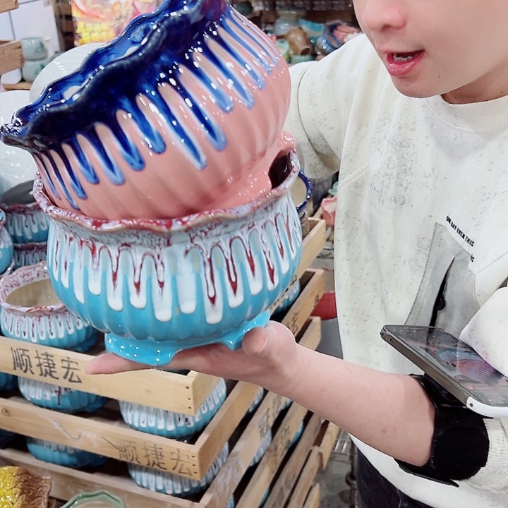 有孔，凑单福利满10元发货陶瓷多肉花盆！