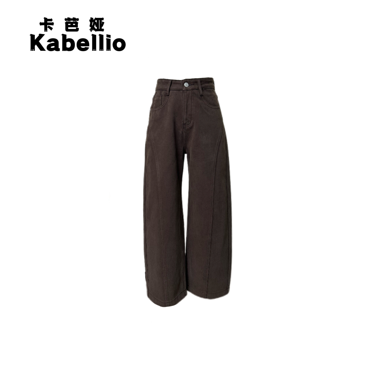 卡芭娅加绒加厚高腰弯刀裤秋冬显瘦冬季直筒阔腿牛仔裤008