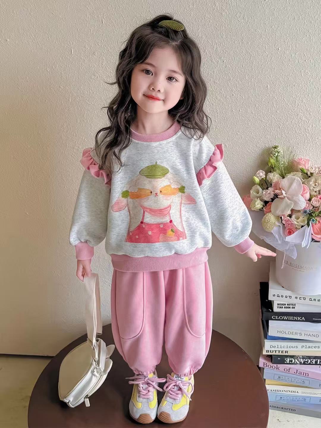 炸街女童卡通卫衣套装秋季2025新款洋气时尚女宝宝秋装休闲两件套