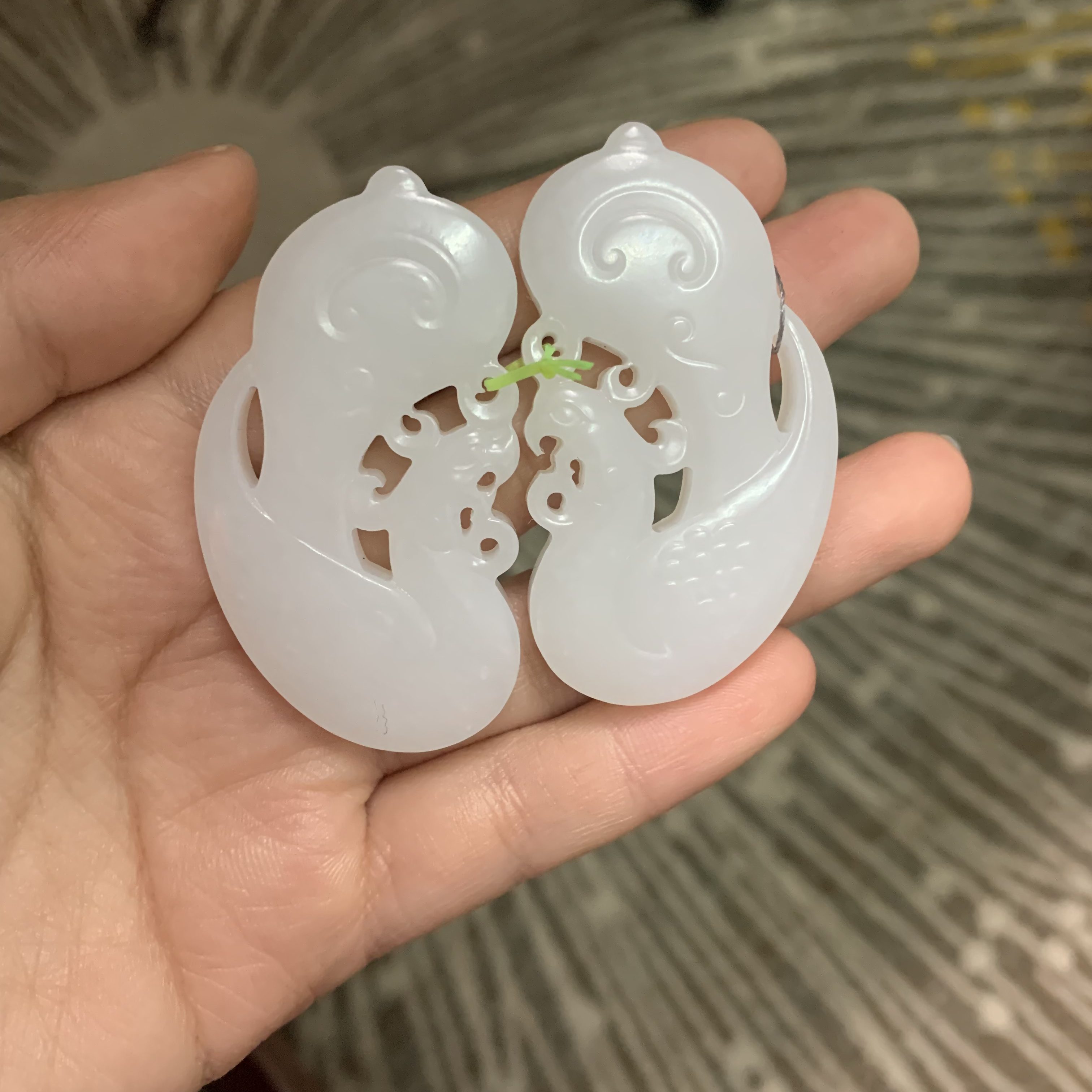 和田玉白玉龙凤牌