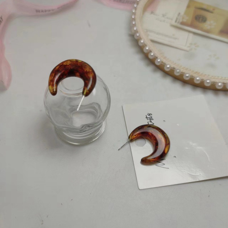 黄铜树脂仿珍珠耳饰 女爱心/水滴/铃铛金色耳环欧美风几何图案