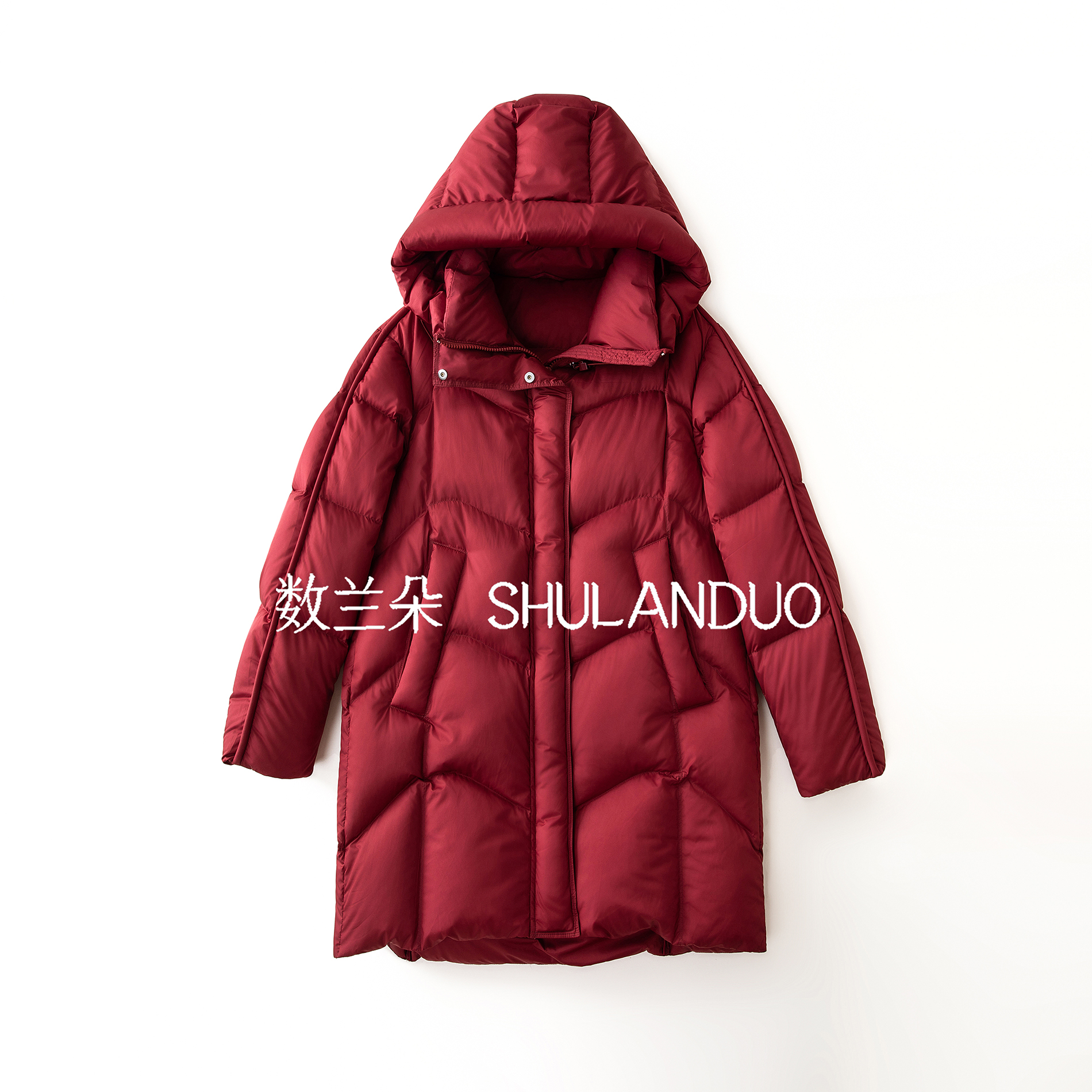 【95白鹅绒】数兰朵中长保暖厚实鹅绒服 弧形压线显瘦轻薄加厚鹅绒