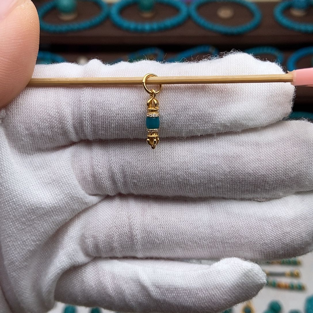 绿松石18K金镶嵌绿松石配饰h