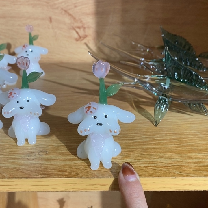 琉璃手工艺品琉璃郁金香白狗