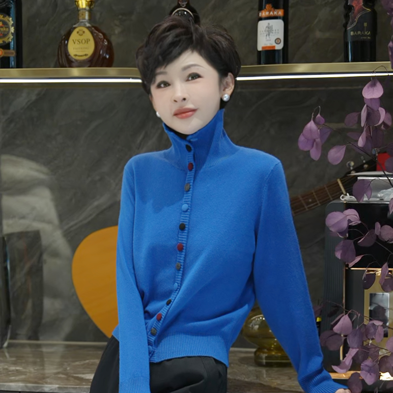 名港-100纯羊毛【彩扣】假开衫 气质针织衫MG7239