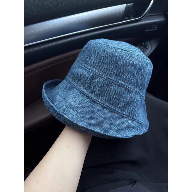 外贸货！日系出口复古蓝色防晒渔夫帽女春夏显脸小素颜百搭盆帽子