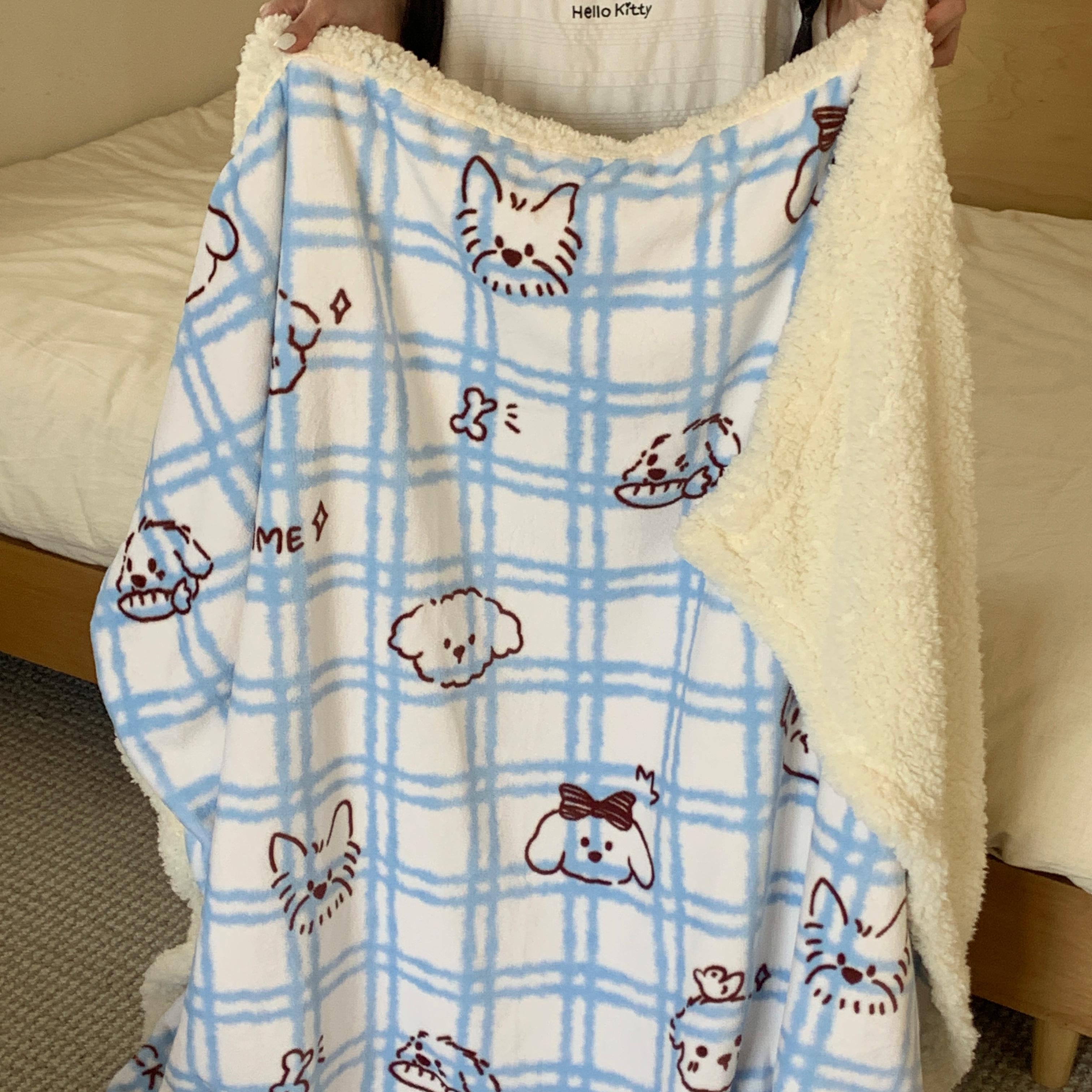 猫咪日记ins风少女心便利贴猫猫狗羊羔绒毛毯空调牛奶绒毯休闲毯