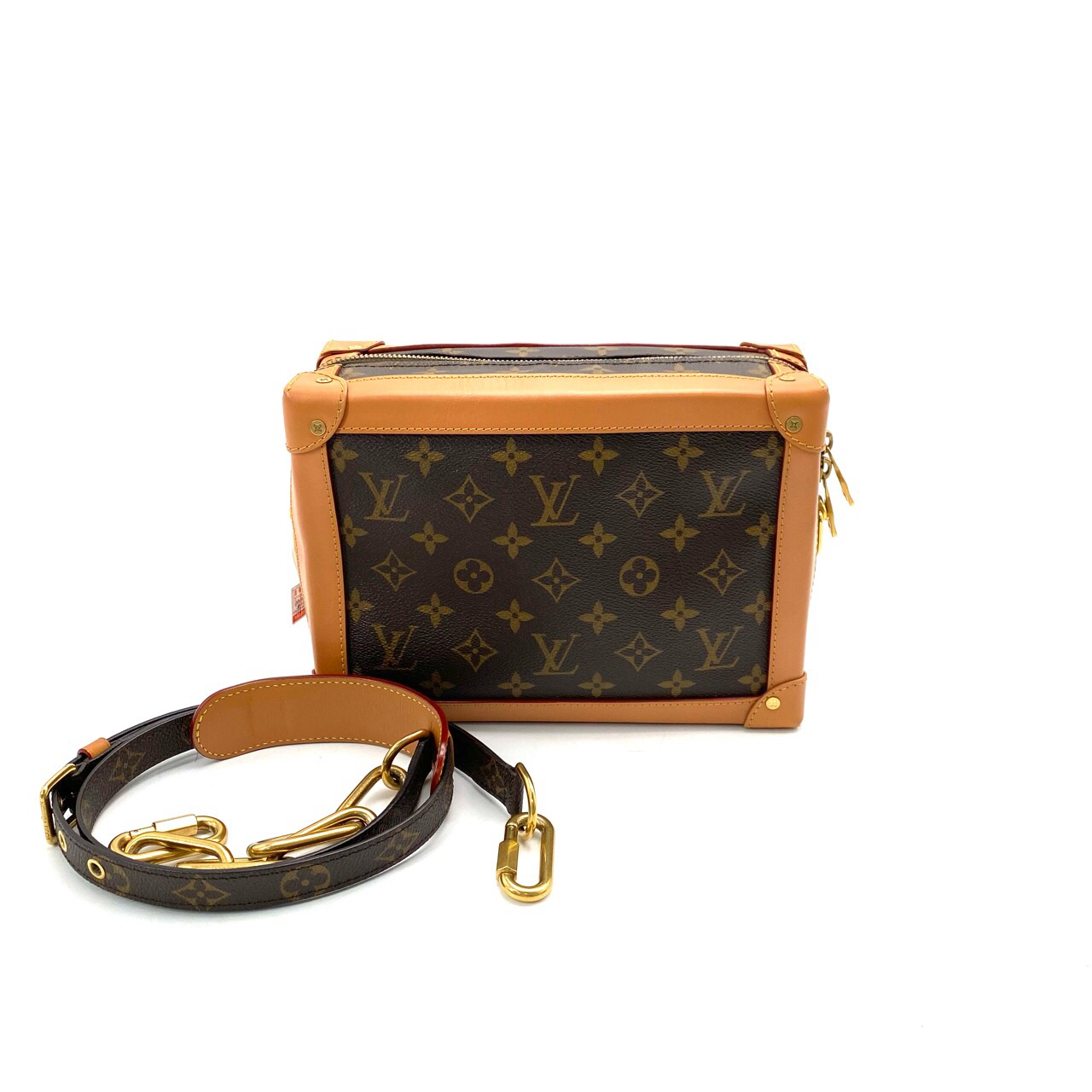 95新 LouisVuitton/路易威登 棕老花限量秀款trunk斜挎包 25/18
