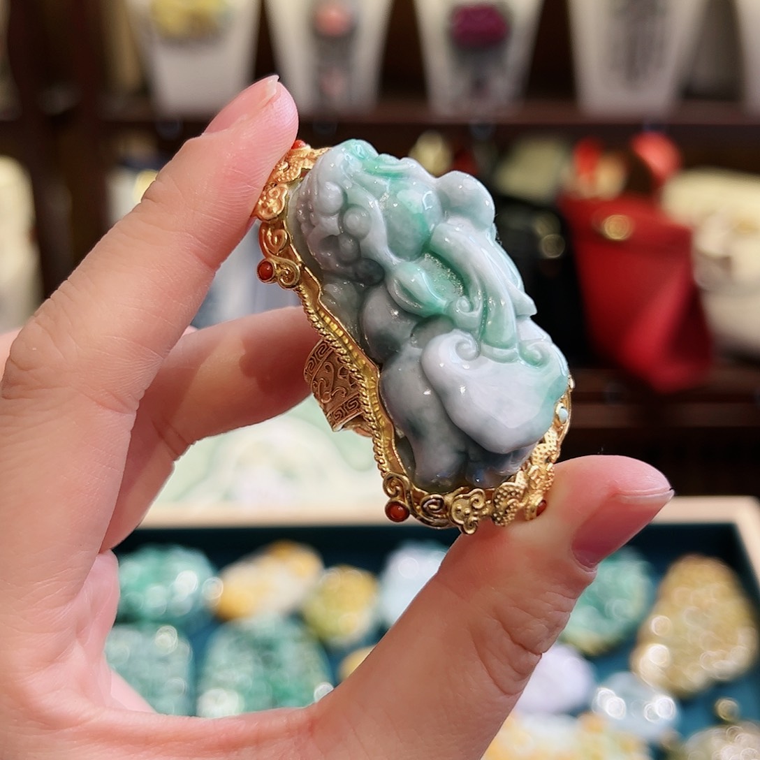 翡翠戒指银S925镶嵌戒指