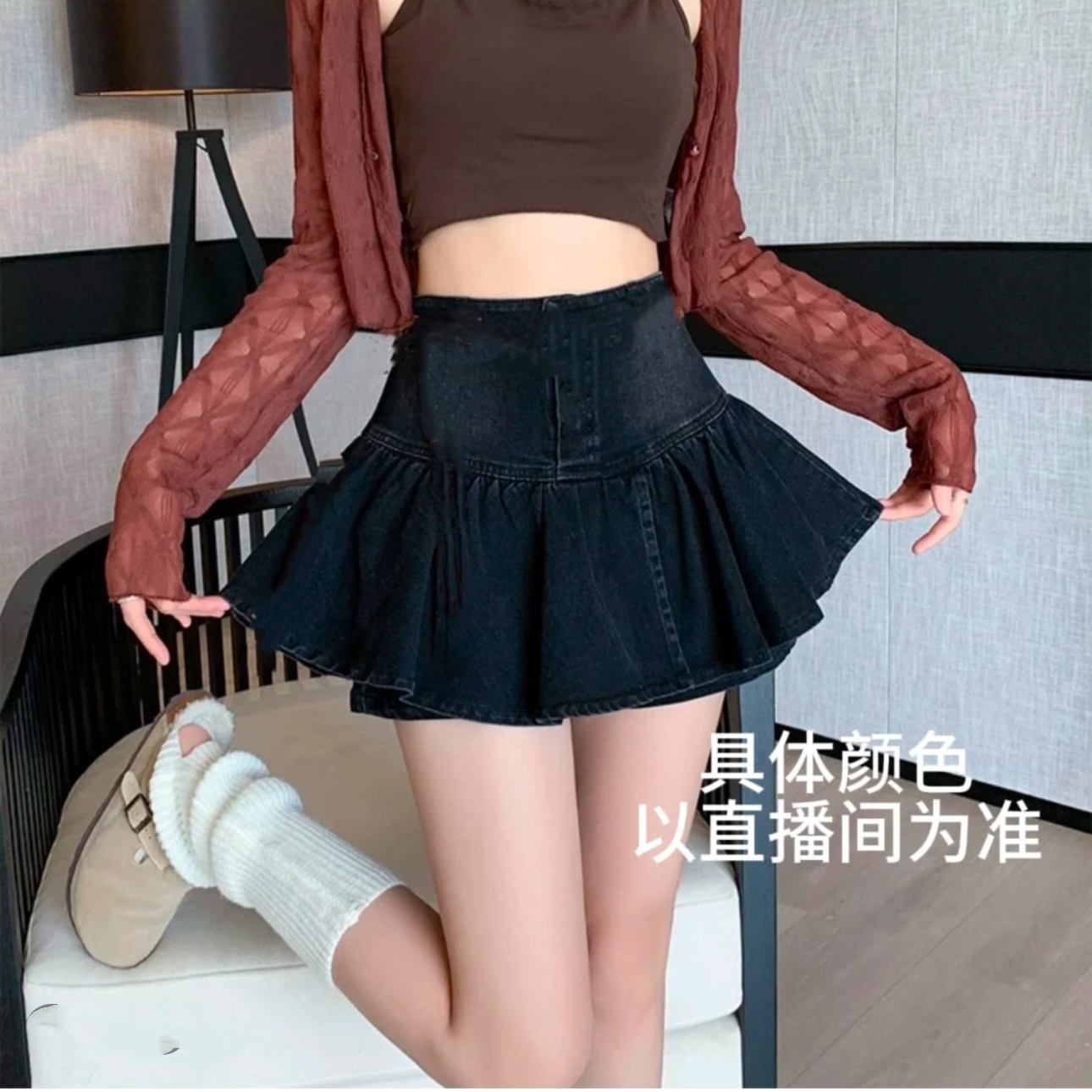 【佳新家】蛋糕百褶牛仔大码2025新款高腰显瘦洋气a字半身裙裤