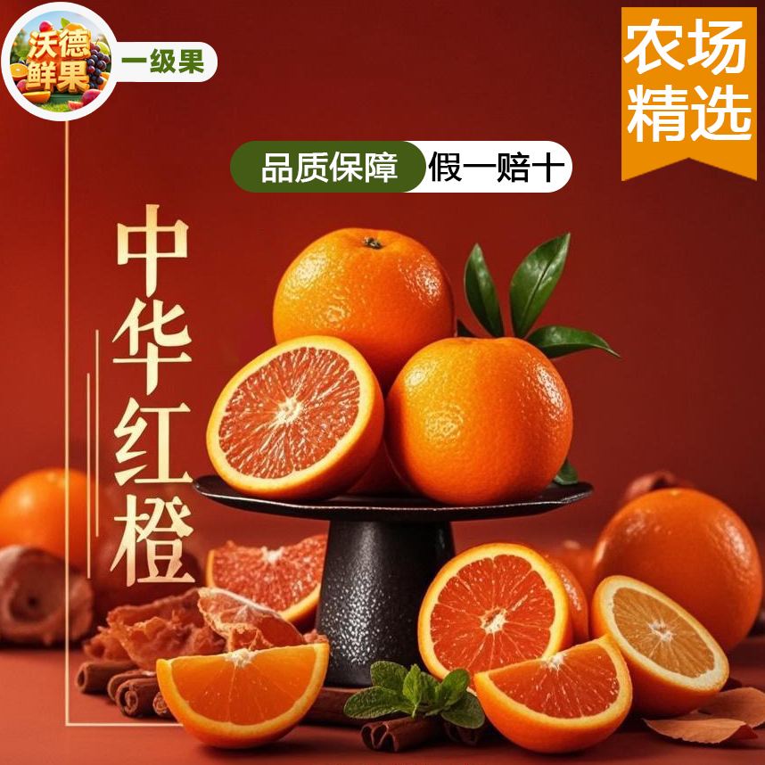 正宗中华红血橙现摘现发雪橙子水果5斤湖北秭归农家种植多汁皮薄新鲜次日达血橙