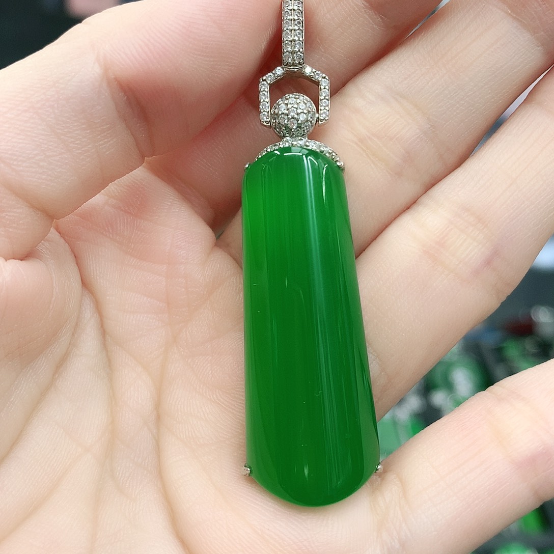 银S925镶嵌吊坠玛瑙/玉髓