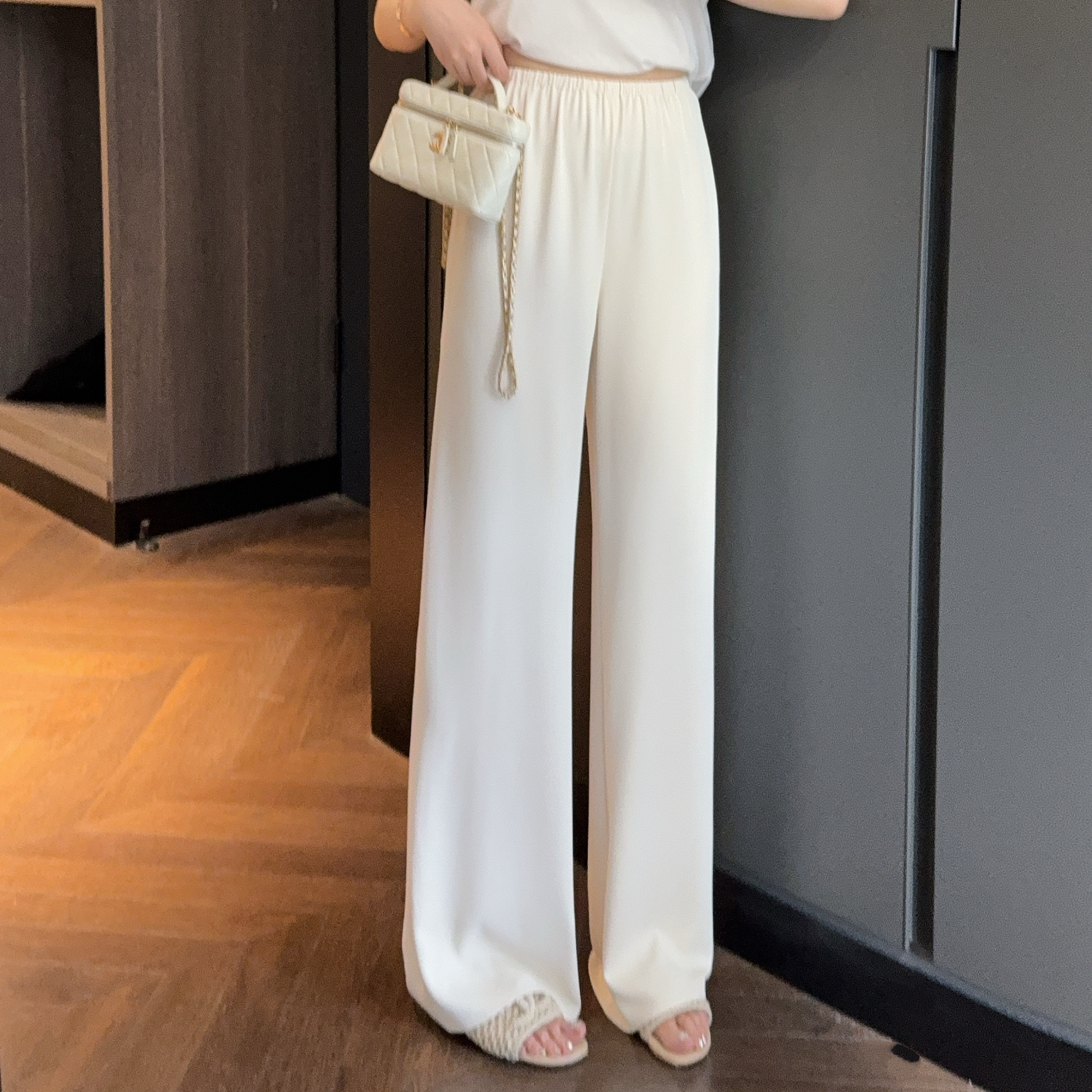 【大静静】细松紧腰~纯色休闲薄款直筒裤2575