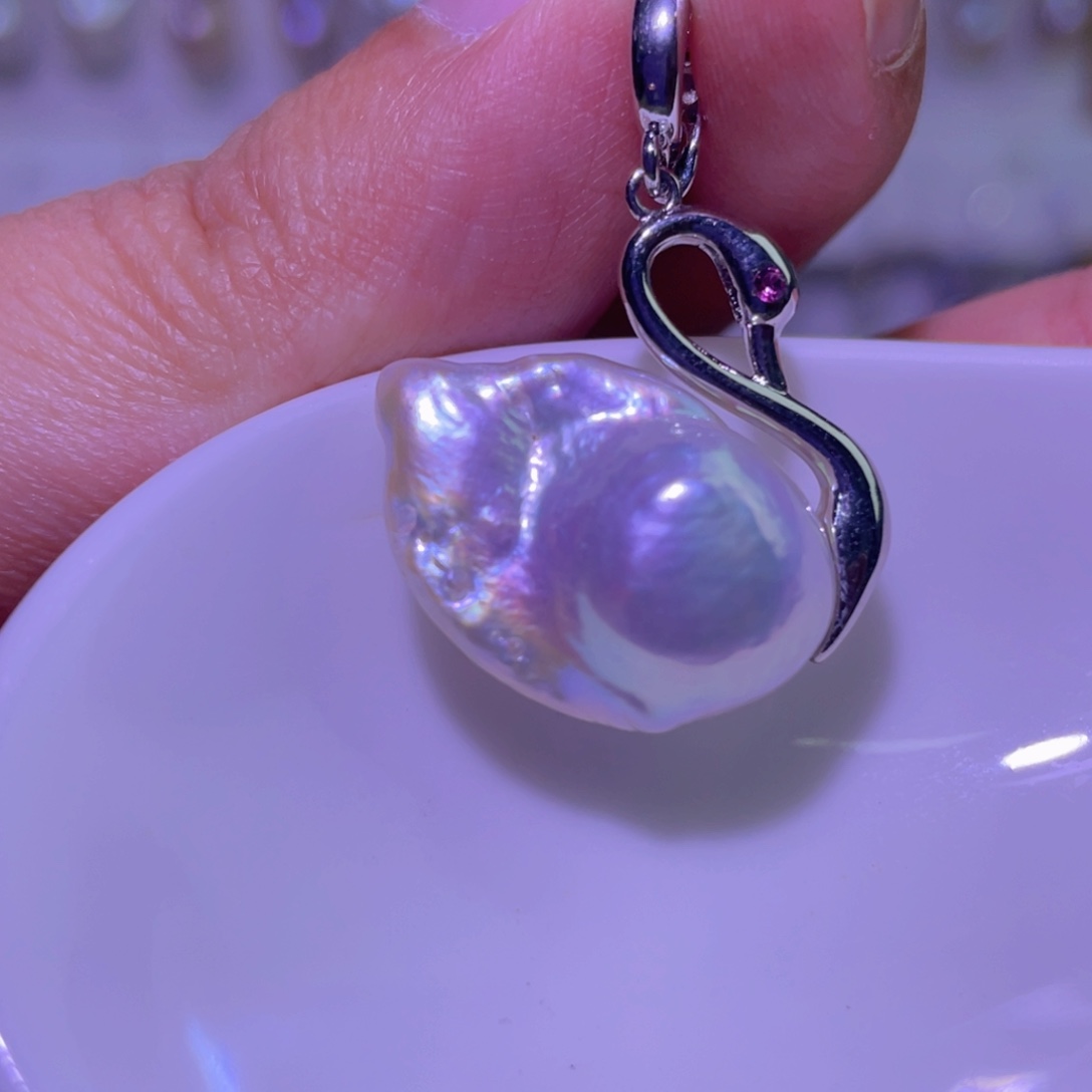 天然淡水珍珠吊坠淡水珍珠银S925镶嵌