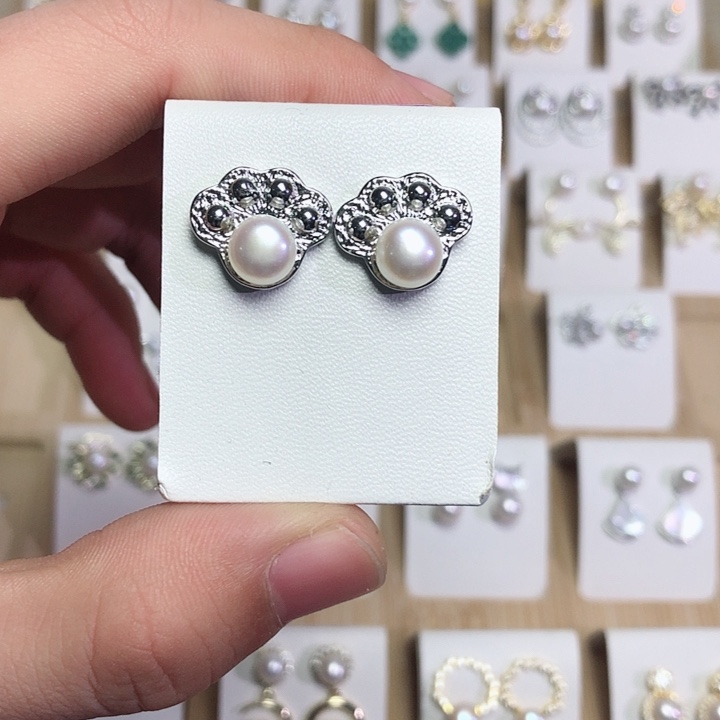 淡水珍珠耳饰银S925镶嵌
