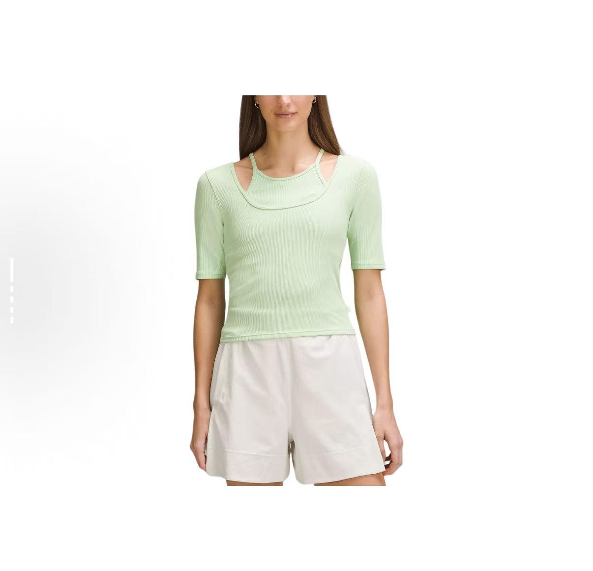 lululemon/露露乐蒙正品无原吊牌 Luxtrem女款螺纹短袖 LW3HW7S