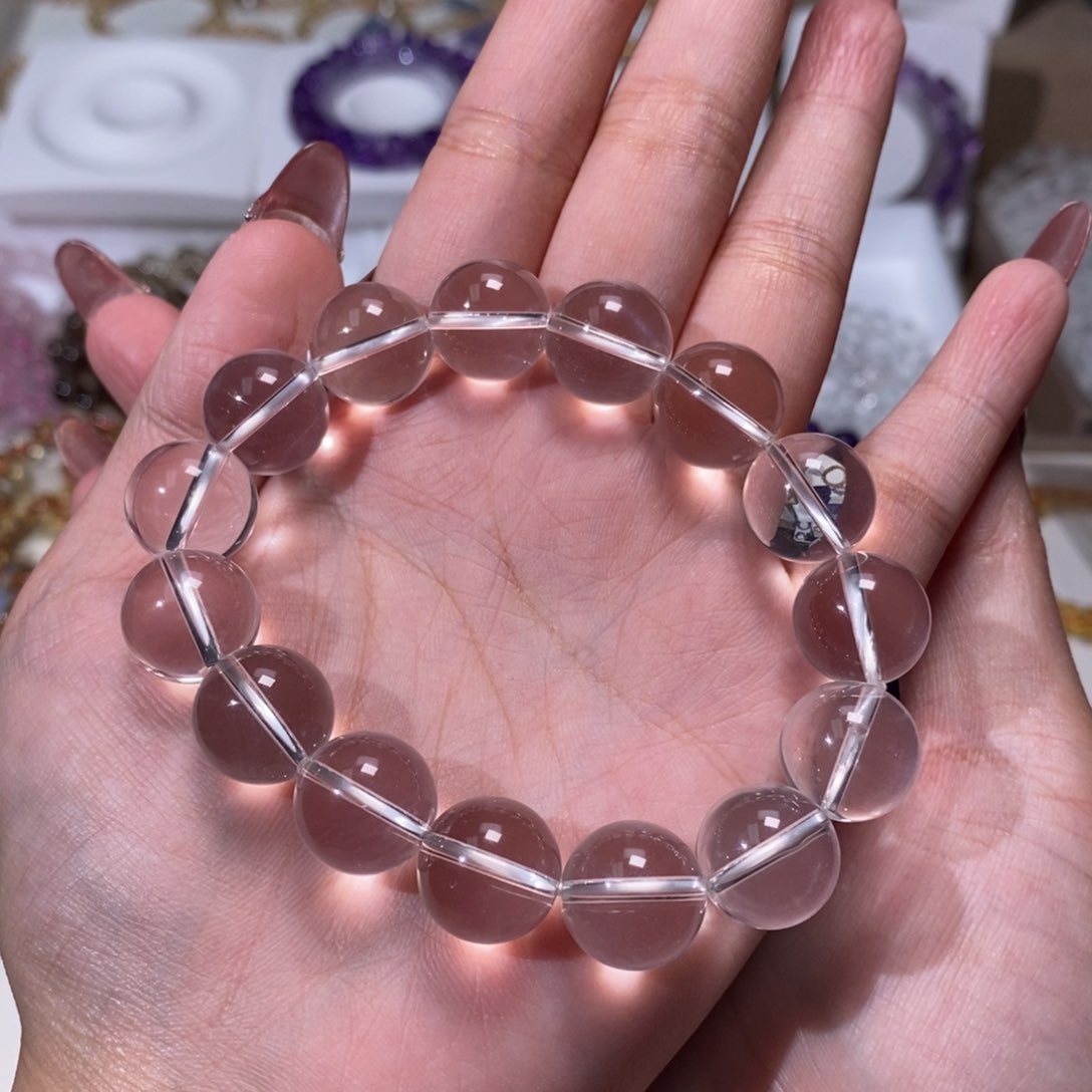 水晶手链未镶嵌巴西利姆利亚白水晶14m