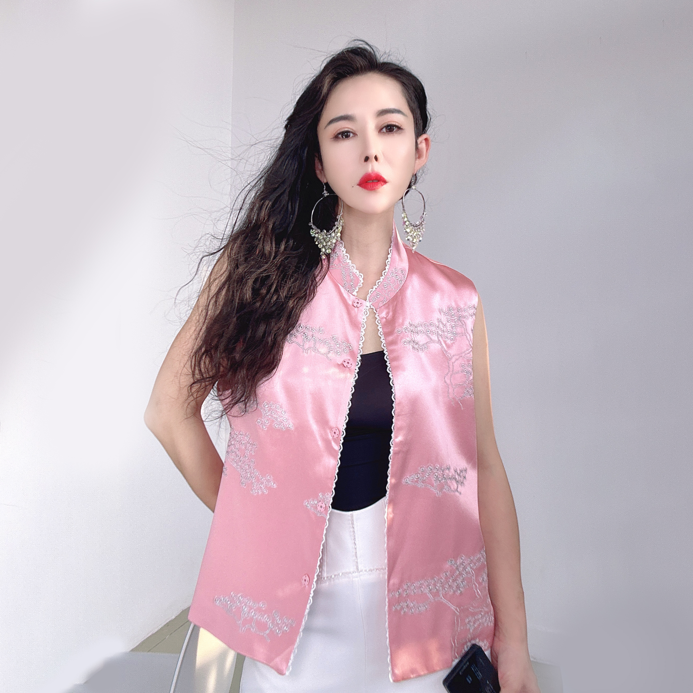 012013014-新中式原创国风女装真丝醋酸马甲衬衣半裙系列