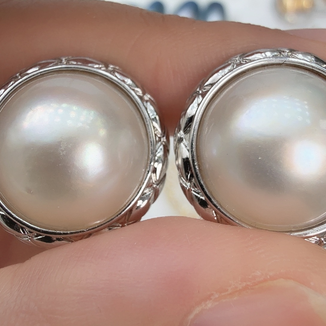 拼合珍珠（马贝珠）耳饰未镶嵌