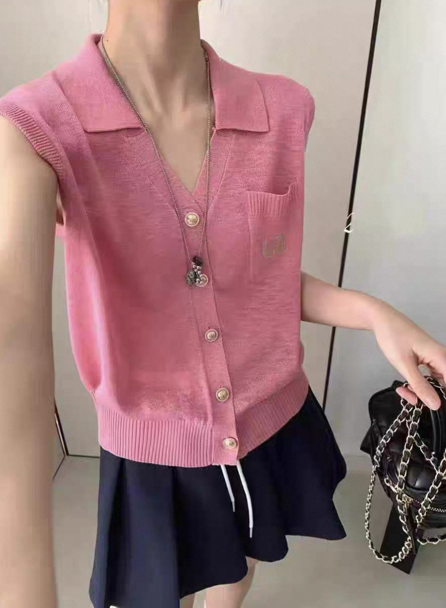 【银子严选】v领针织气质字母刺绣开衫2025下新款马甲背心