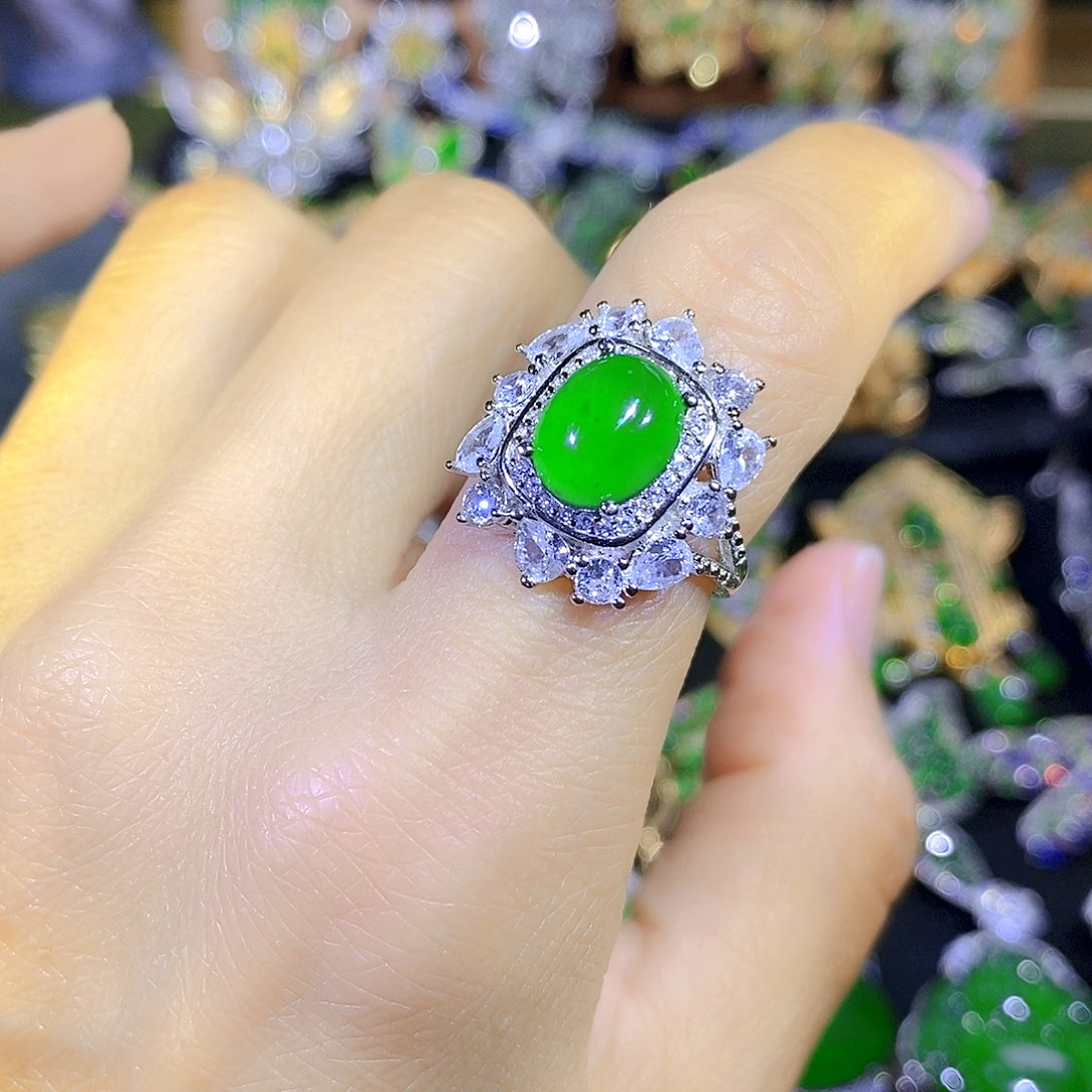 吊坠(不含链)银S925镶嵌翡翠