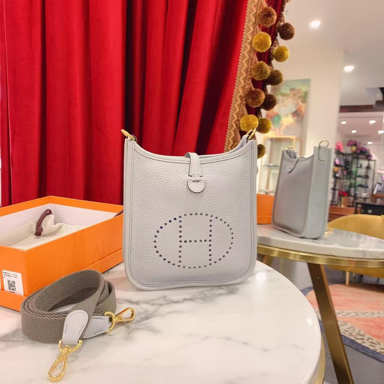 95新 Hermes/爱马仕 GGS丨evelyne Mini16圣杯蓝金扣tc/57800932