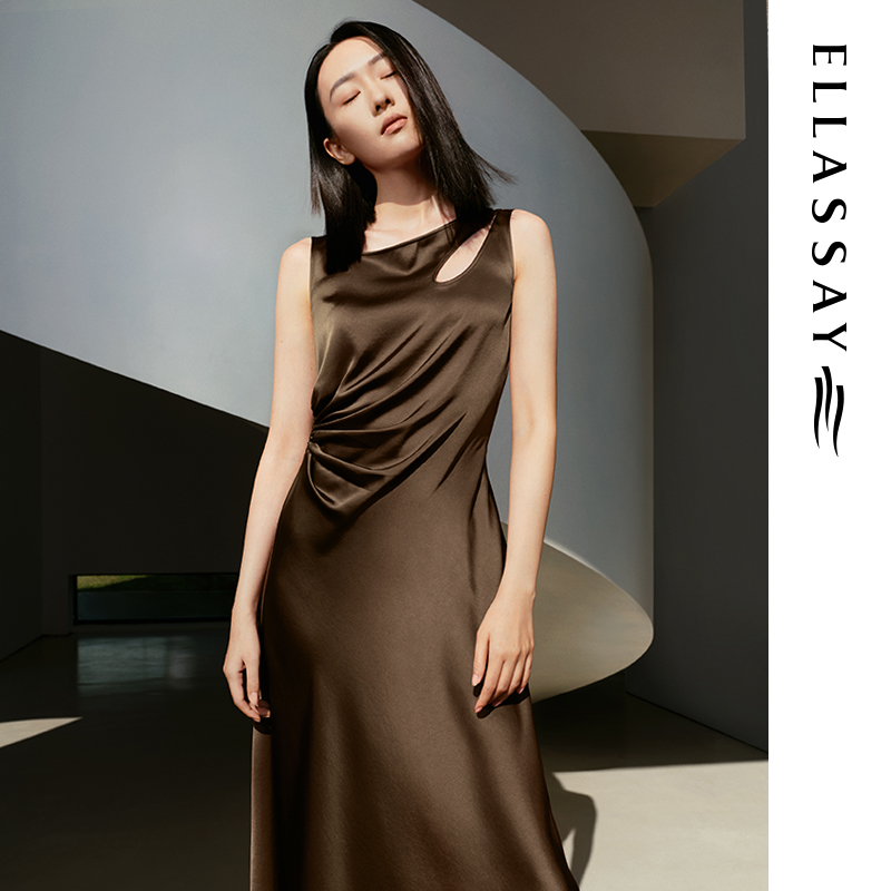 【童瑶同款】ELLASSAY歌力思夏季三收腰连衣裙EWE342Y07500遮肉修身